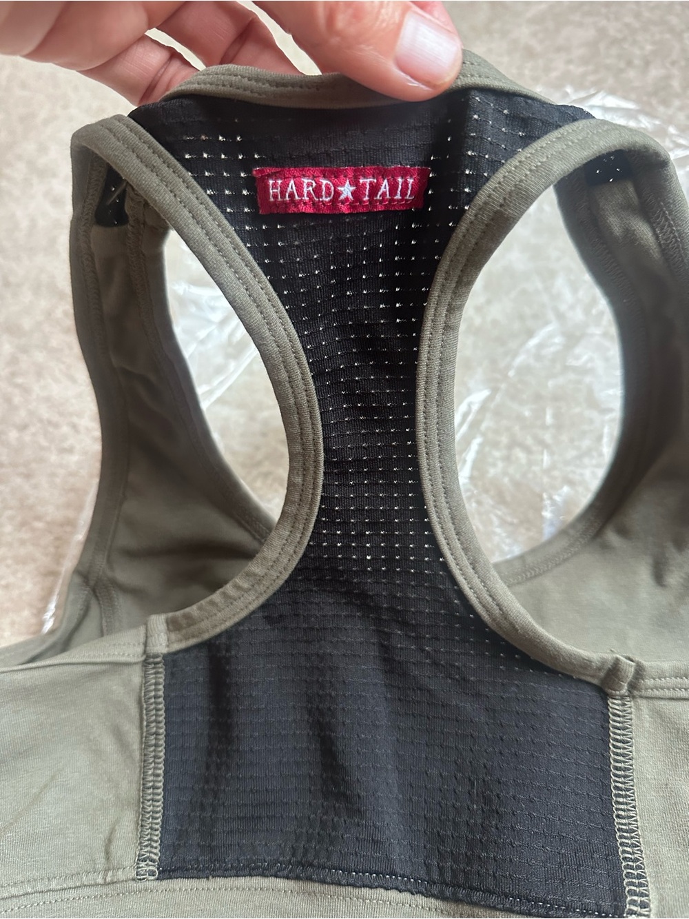 NWT Cotton Hard Tail Olive & Black Racerback Workout Bra